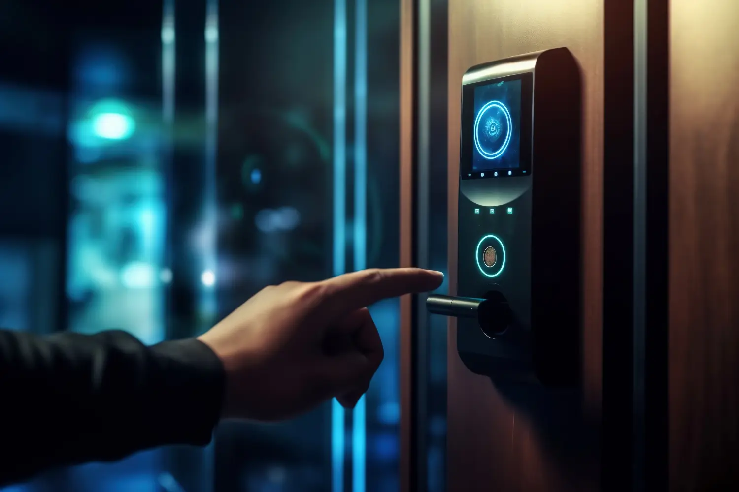 Smartlock an der Eingangstür per Smartphone aus der Ferne verriegeln